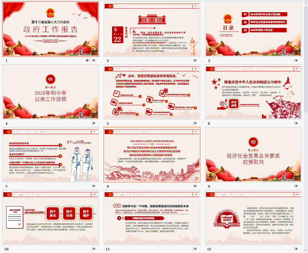政府工作报告ppt模板